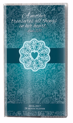 Planner-2016/2017 (28 Month)-A Mother Treasures-Blue w/Heart - Divinity